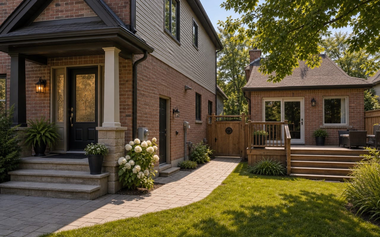 Interior front hallway of a detached home showing deadbolt, sidelight glass, and door frame hardware